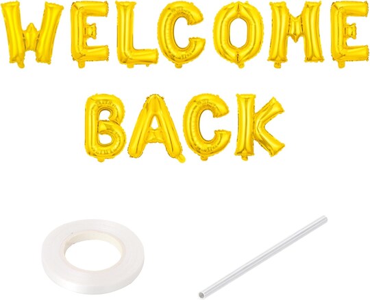Welcome Back Foil Mylar Balloon Gold